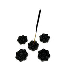 Obsidian natural crystal flower incense holder by GemstoneGO, carved gemstone stick burner for meditation and spiritual practices
