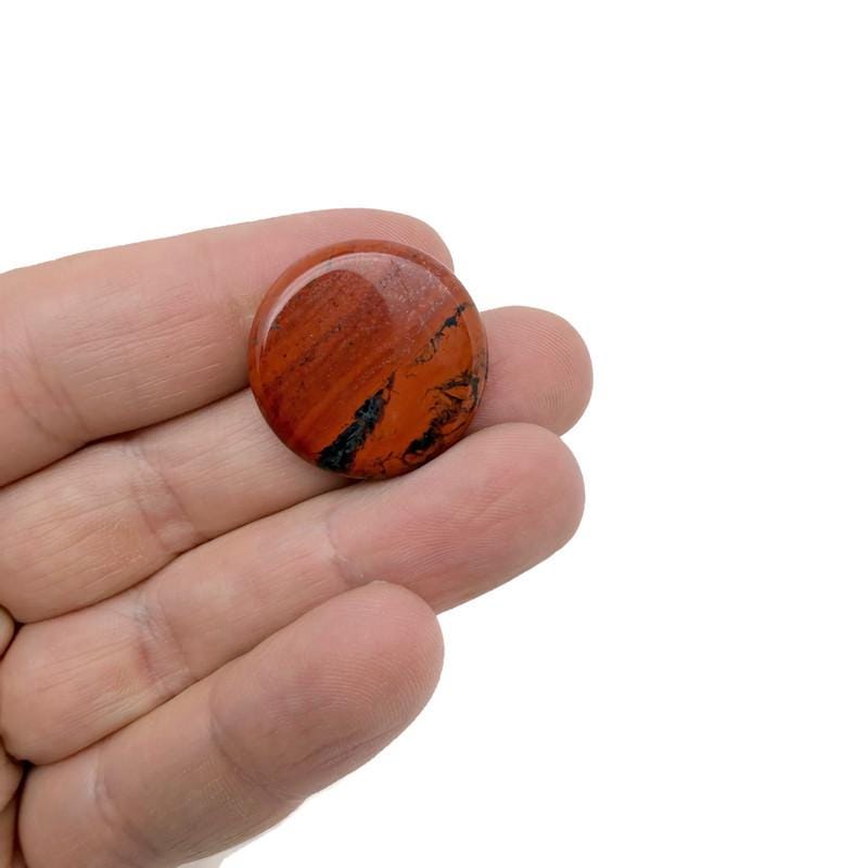 Round polished gemstone slab from GemstoneGO, smooth 25mm meditation pocket stone with mixed colorful gemstone varieties.