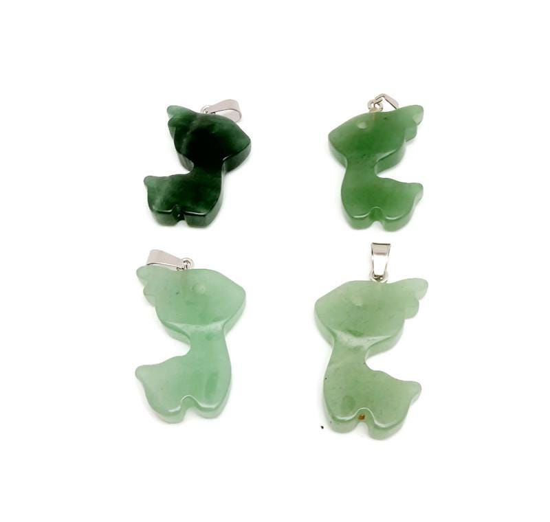 A gemstone aventurine deer pendant necklace with a detailed deer figure, hanging from a delicate chain.