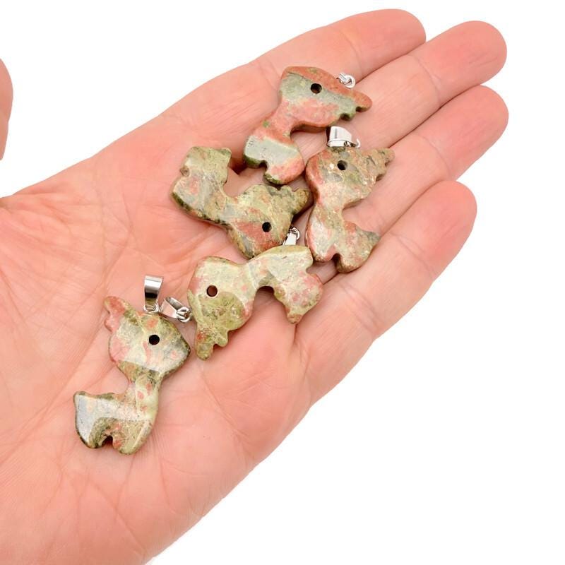 Unakite Deer Crystal Pendant - Gemstone Deer Necklace - NC2021