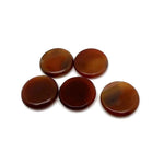Round Carnelian flat gemstone slab, 25mm, from GemstoneGO, showcasing vibrant orange color and smooth polished surface.