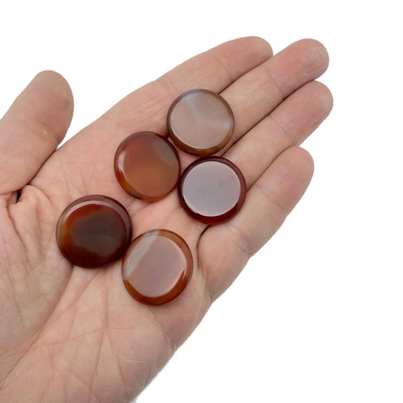 Pierre de poche en cornaline polie - Pierre de méditation lisse - 25 mm - FL1108