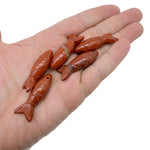 Red Jasper Fish gemstone pendant from GemstoneGO featuring a lucky fishing charm design, perfect for jewelry or gift ideas.