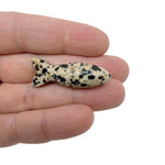 Dalmatian Jasper fish gemstone pendant from GemstoneGO, featuring a unique spotted design, perfect as a lucky fishing charm or gift.