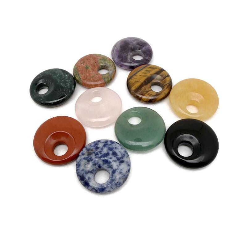 Polished Crystal Donut - Pi Stone - Healing Crystal Component - 30mm - MIX
