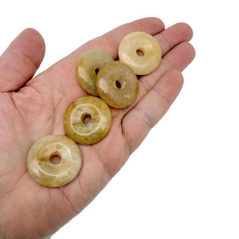 Donut de Jade Amarillo - Piedra Pi - 30mm - DO1098