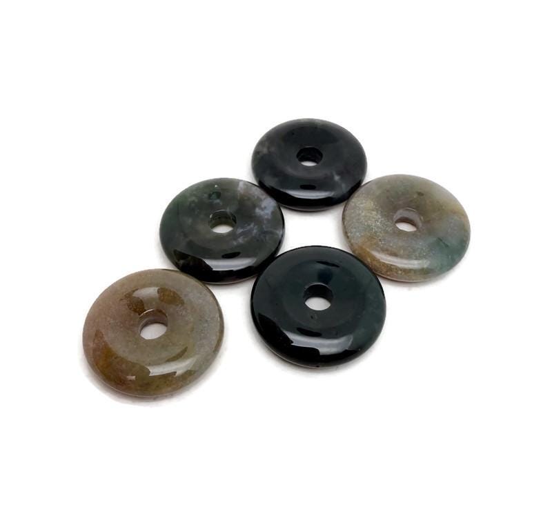 Donut de cristal de ágata musgosa - Piedra Pi - 30mm - DO1099