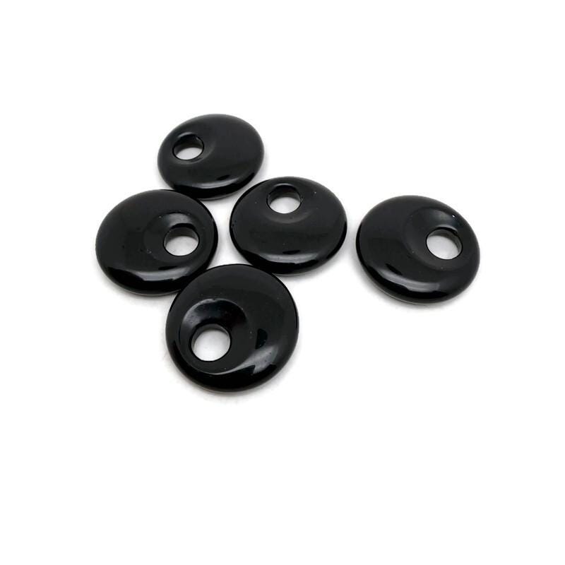 Pendentif donut en obsidienne polie - 30 mm - DO1101
