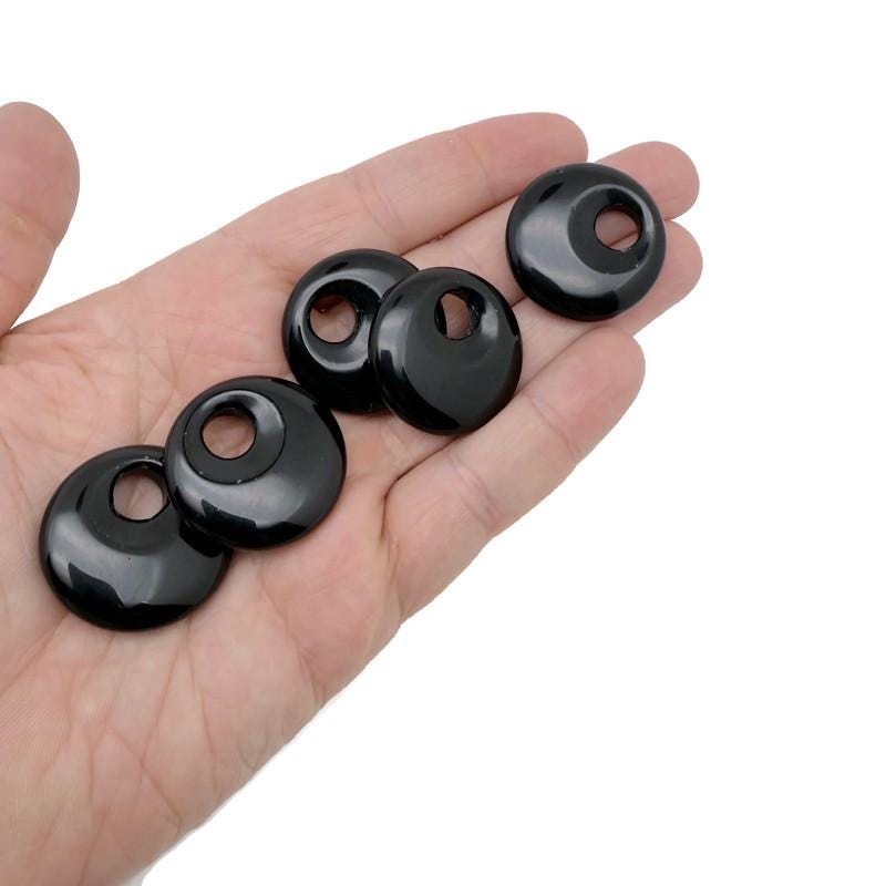 Pendentif donut en obsidienne polie - 30 mm - DO1101