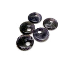 Amethyst crystal donut pendant from GemstoneGO, 30mm Pi stone with purple amethyst gemstone and smooth polished surface.