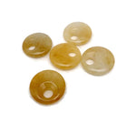 Yellow jade crystal donut pendant from GemstoneGO, 30mm Pi stone with smooth, polished surface and vibrant yellow color.