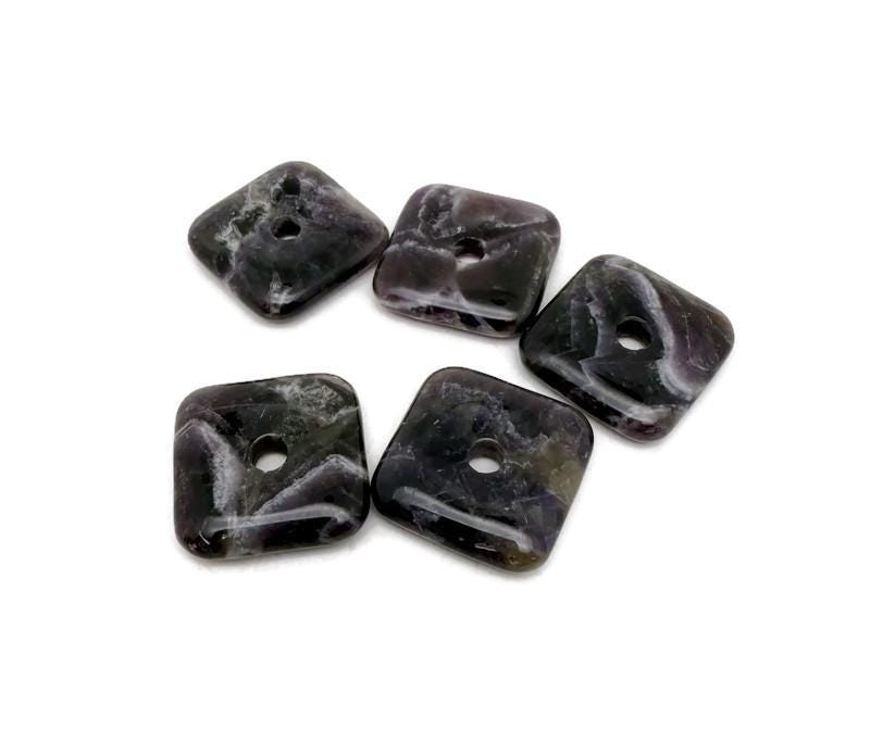 Amethyst square crystal donut pendant with purple gemstone, 30mm Pi stone from GemstoneGO, polished and faceted for jewelry use