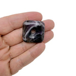 Amethyst square crystal donut pendant with a 30mm Pi stone design, polished gemstone from GemstoneGO.