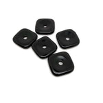 Square obsidian crystal donut pendant with polished black stone, 30mm size, featuring natural gemstone details.