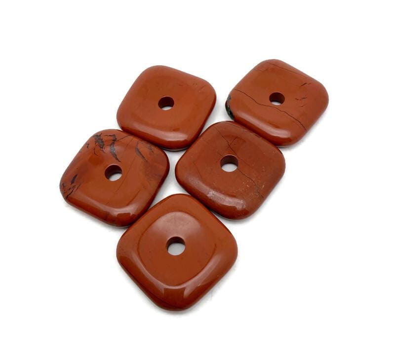 Donut cuadrado de jaspe rojo - Piedra Pi - 30 mm - DO1118