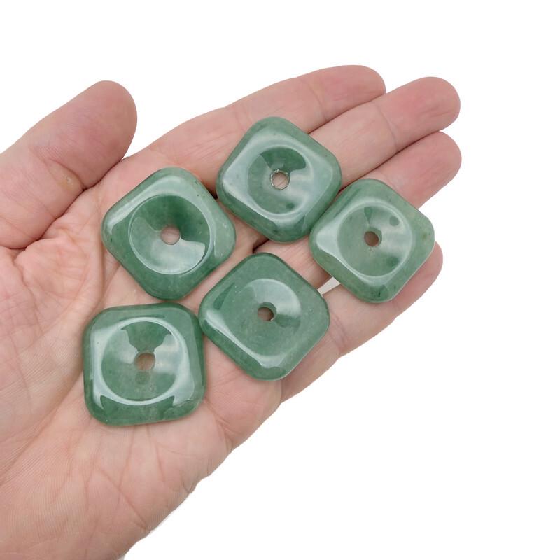 A 30mm aventurine square crystal donut gemstone from GemstoneGO, featuring a polished green aventurine stone with a smooth, shiny surface.