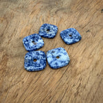 Sodalite square crystal donut pendant, 30mm Pi stone from GemstoneGO, featuring deep blue and white mineral patterns.
