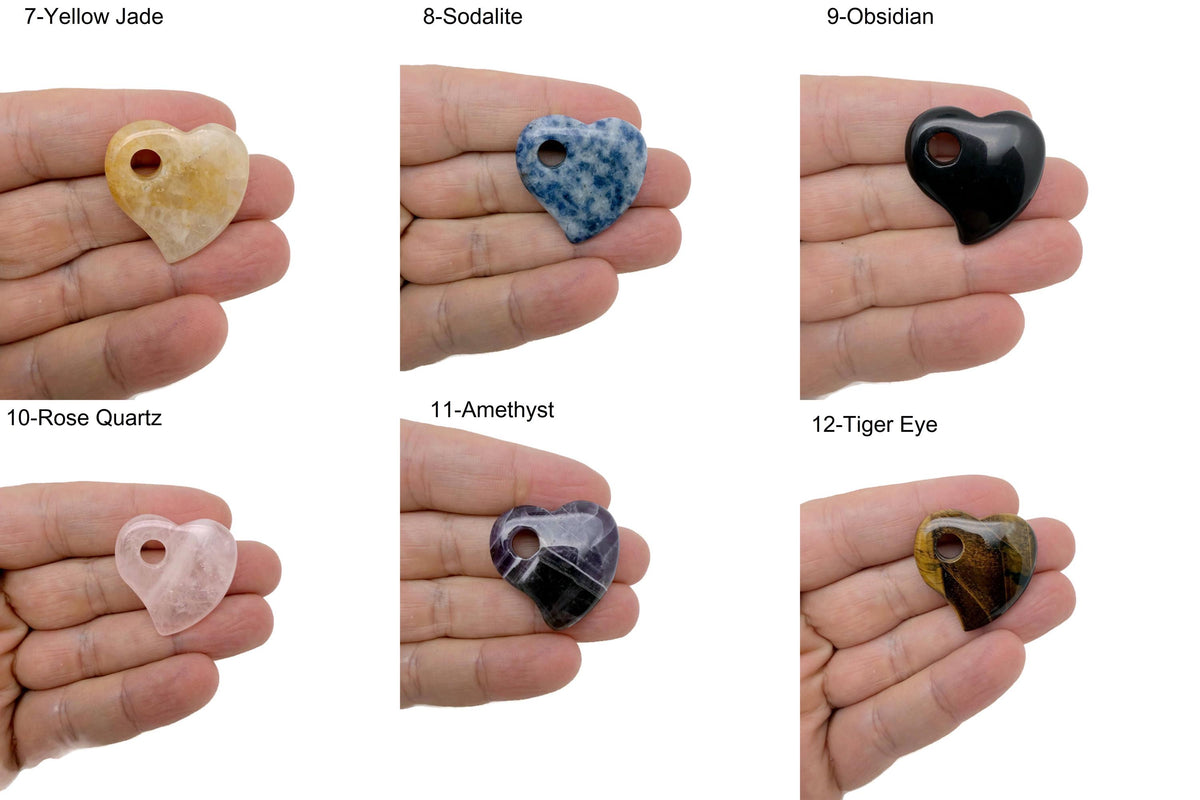 Dainty crystal heart pendant with hole, 30mm, in mixed colors from GemstoneGO, featuring a shiny, faceted gemstone heart.