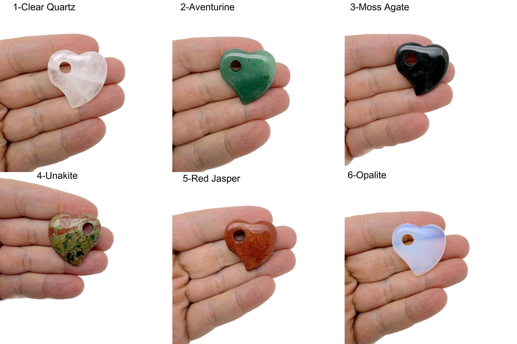 Dainty Crystal Heart pendant, 30mm hole heart in mixed colors, gemstone jewelry by GemstoneGO, close-up of sparkling crystal heart.