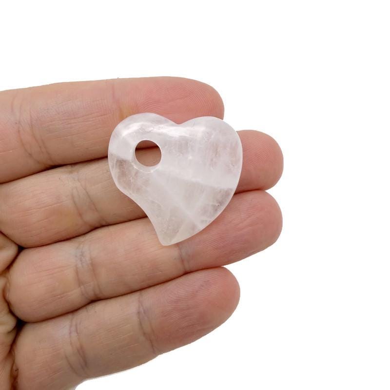 Clear Quartz Crystal Heart - Hole Heart - 30mm - HT1001