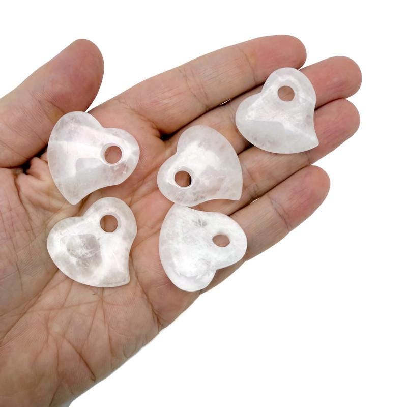 Clear Quartz Crystal Heart - Hole Heart - 30mm - HT1001