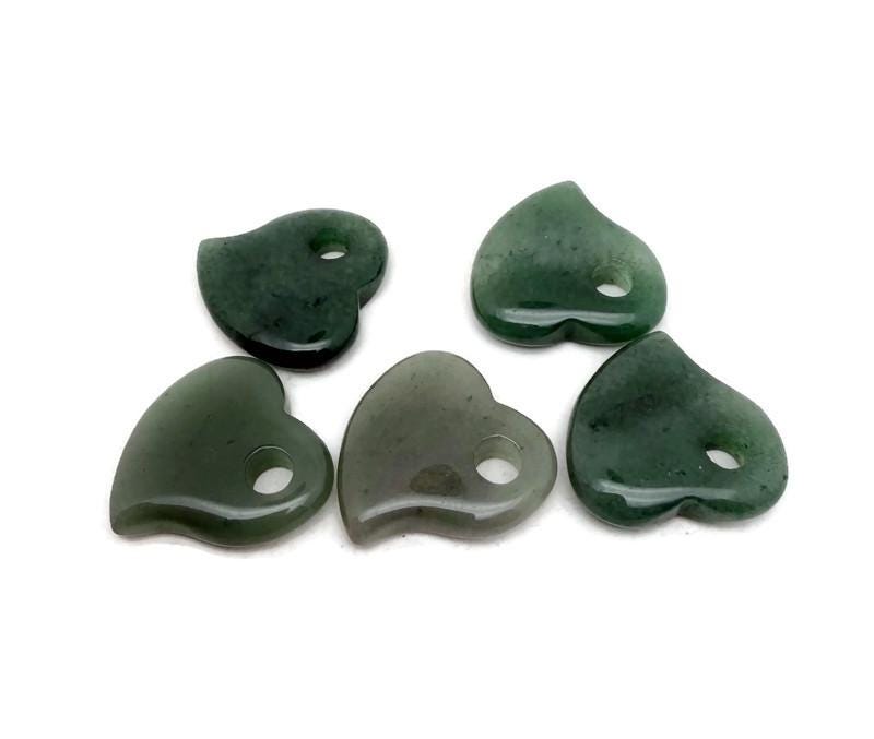 A 30mm Aventurine crystal heart with a hole, showcasing a smooth, polished green gemstone from GemstoneGO.