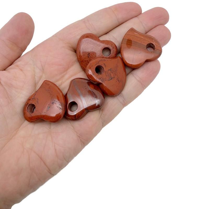Red Jasper Crystal Heart - Hole Heart - 30mm - HT1005