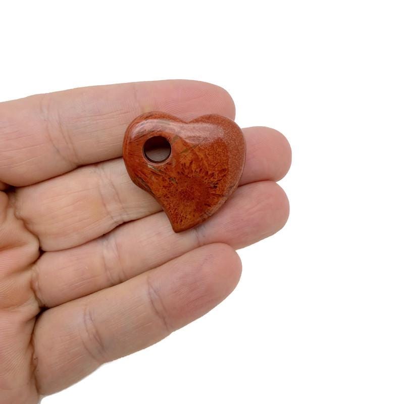 Red Jasper Crystal Heart - Hole Heart - 30mm - HT1005