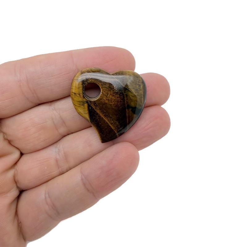 Tiger Eye Crystal Heart - Hole Heart - 30mm - HT1012