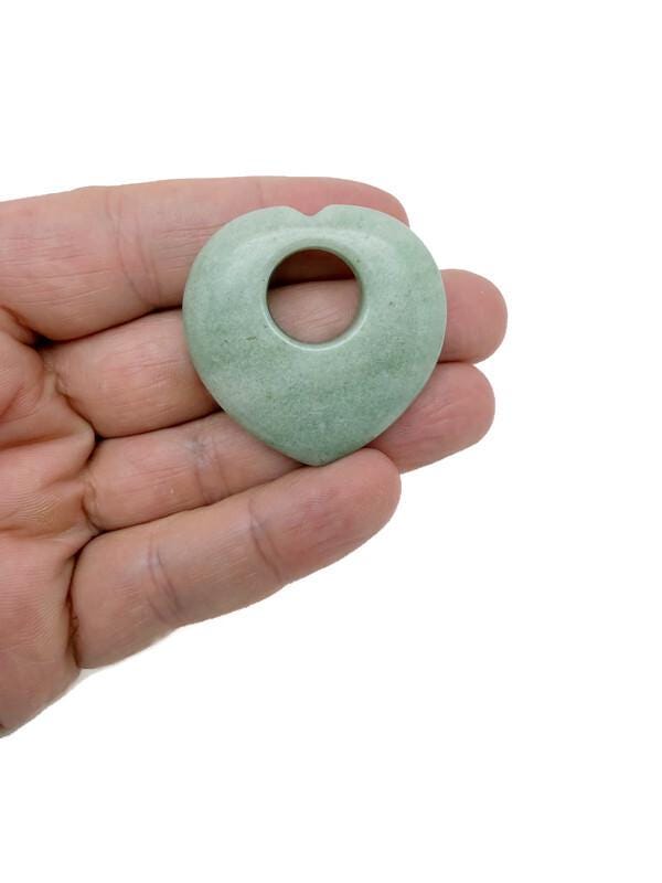 A 40mm Aventurine Love Crystal Heart by GemstoneGO, polished green gemstone heart with smooth surface and natural variations.
