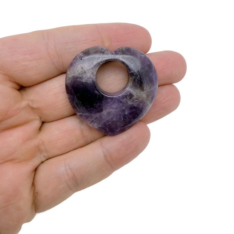 Amethyst Love Crystal Carving Heart - 40mm - HZ1009