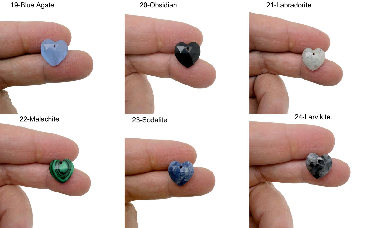 Drilled 13mm heart-shaped crystal pendant with charms for DIY jewelry by GemstoneGO, featuring colorful mixed gemstones.