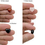 Mini heart-shaped crystal beads in various colors, 12mm size, drilled for bracelet and necklace jewelry making by GemstoneGO.