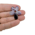 Carved crystal flower gemstone pendant with colorful gemstone accents, featuring a detailed floral charm from GemstoneGO.