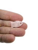 Rose quartz fish-shaped crystal pendant from GemstoneGO, featuring a healing stone charm for jewelry and spiritual use.