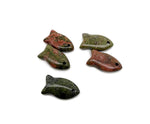 Unakite fish-shaped crystal pendant with healing stone features, showcasing a colorful fish charm for jewelry design.