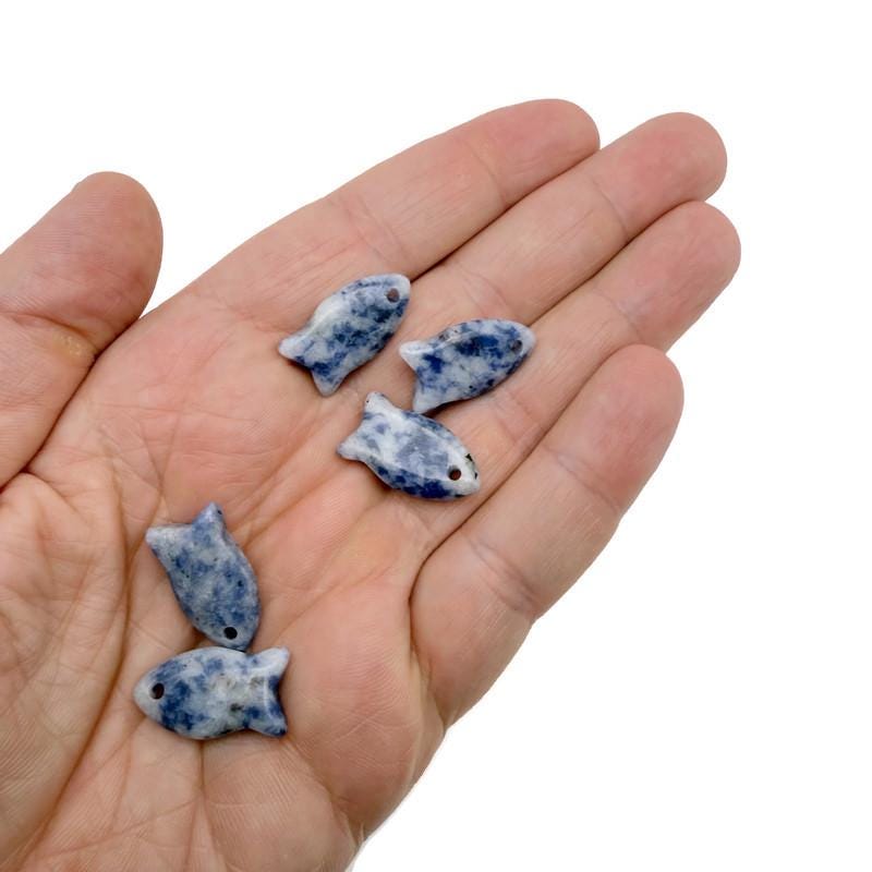 Sodalite Fish Shape Crystal Pendant - Healing Stone Fish Charm for Jewelry - NC1888