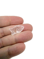 Clear quartz fish-shaped crystal pendant with a healing stone charm, featuring a detailed fish design for jewelry.