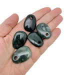 Moss Agate oval crystal pendant from GemstoneGO showcasing natural stone with green moss-like inclusions, ideal for jewelry making