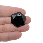 Faceted obsidian hexagon crystal pendant necklace by GemstoneGO, featuring a polished black stone bead on a delicate chain.