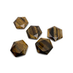Faceted tiger eye hexagon crystal pendant necklace with gemstone bead from GemstoneGO, showcasing a polished, golden-brown stone.