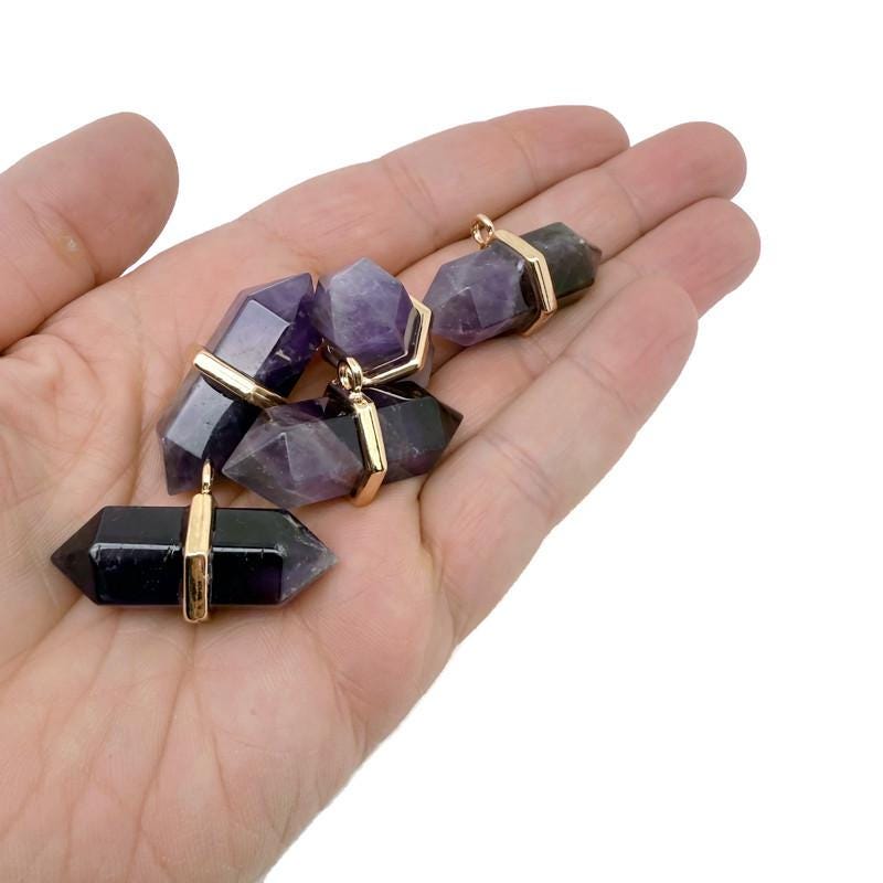 Amethyst Double Terminated Crystal Pendant - Natural Gemstone Point - NC2001