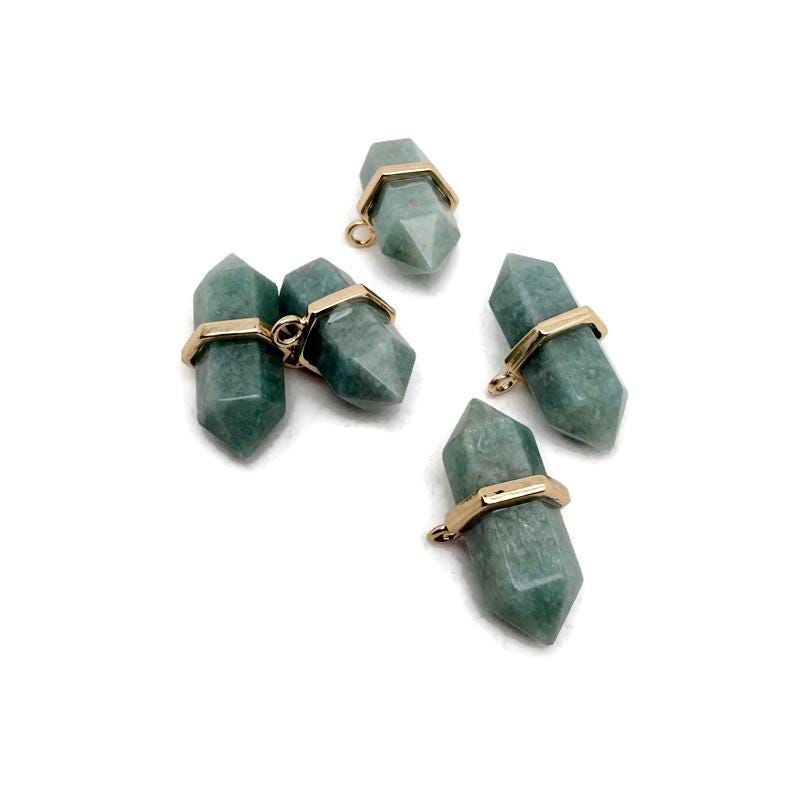 Natural Amazonite double terminated crystal pendant from GemstoneGO, showcasing a polished gemstone point with vibrant blue-green hues.