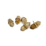 Yellow smelting quartz double terminated pendant with natural gemstone point, showcasing its vibrant color and crystal clarity.