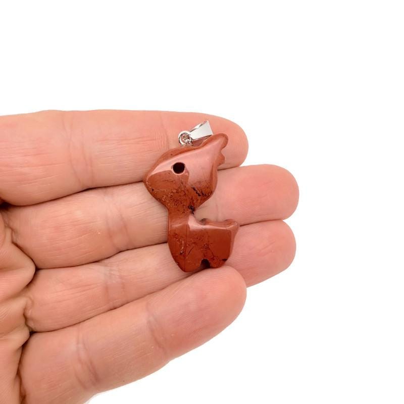 Red Jasper Deer Crystal Pendant - Gemstone Deer Necklace - NC2012