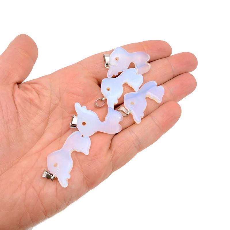 Opalite deer crystal pendant necklace featuring a gemstone deer charm, crafted by GemstoneGO for elegant jewelry styling.